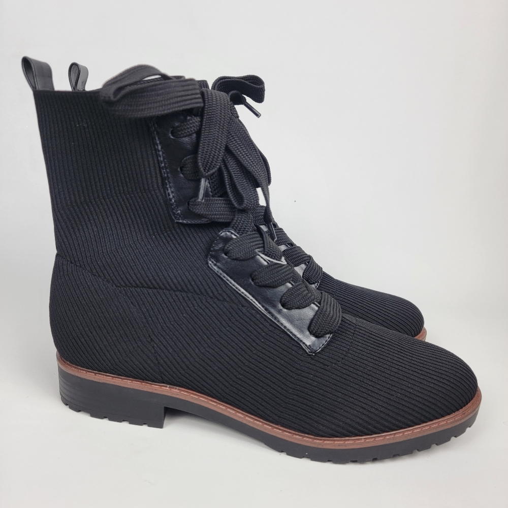 Bandolino Women's Fran Ankle Pull-on Black Fashion Boot Knit Fabric Sz 10M